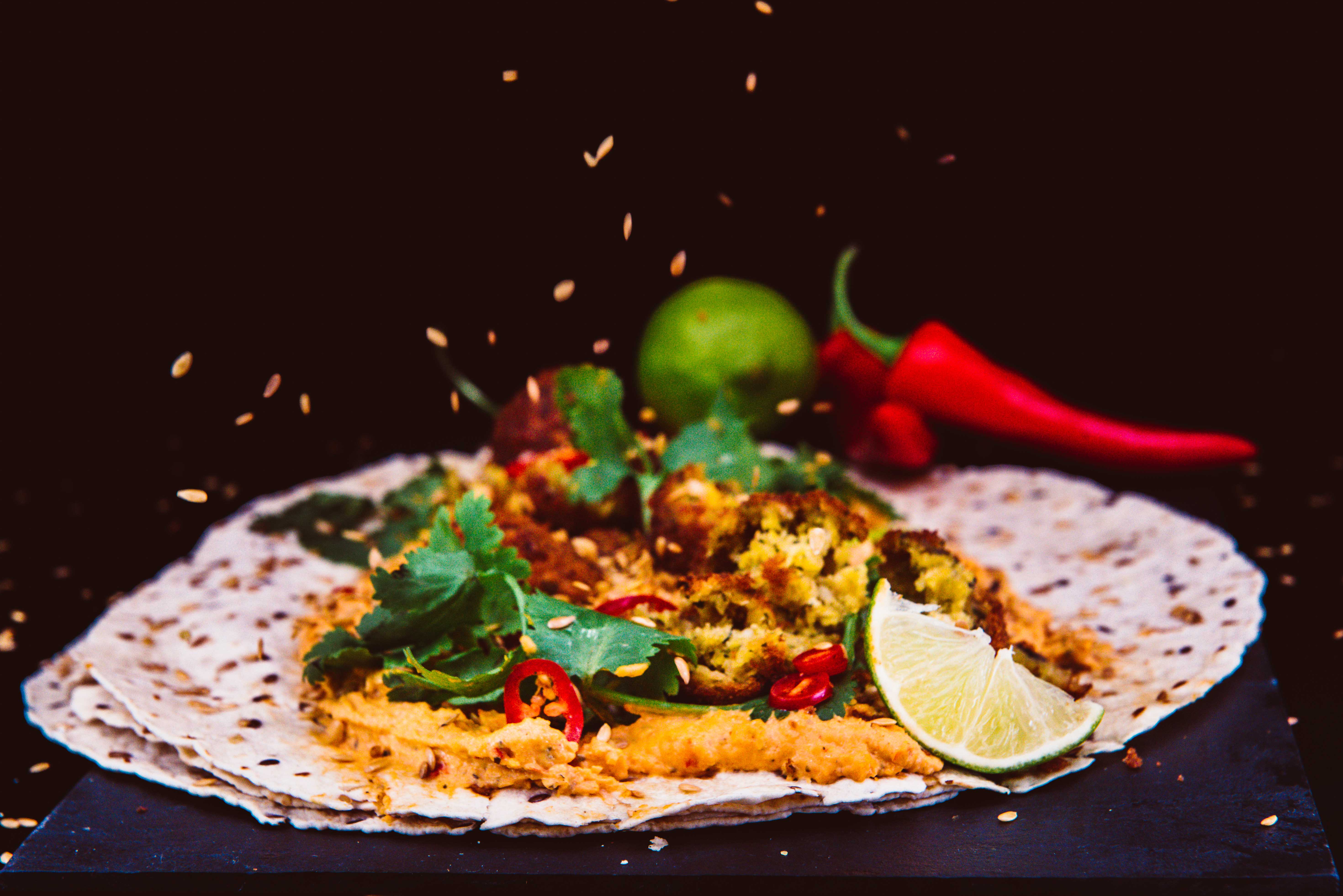 Middle Eastern Inspired Houmous & Falafel Wrap