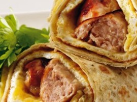 Omelette and Pork Sausage Wrap