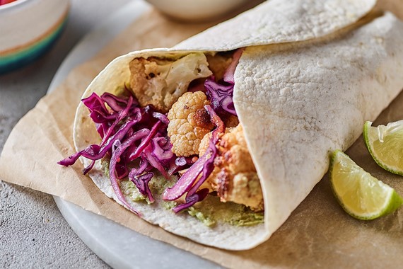 Cauliflower Wrap with Avocado Mayo & Slaw